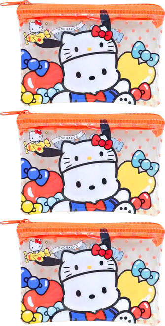 Sanrio 三麗鷗 帕洽狗 透明拉鍊小物收納袋 50周年 12 x 7.5cm, 3個