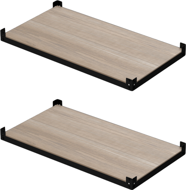 KI WISH 居家生活 單層角鋼層板 76x46公分 5mm雙面木紋 單層荷重60公斤 台灣製, 黑色, 2個