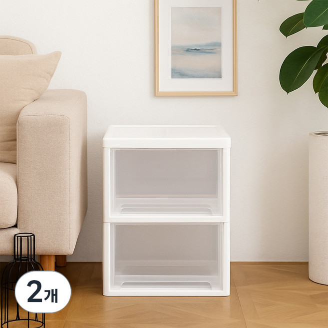 보노하우스 맥스 서랍장 2단, 투명, 2개