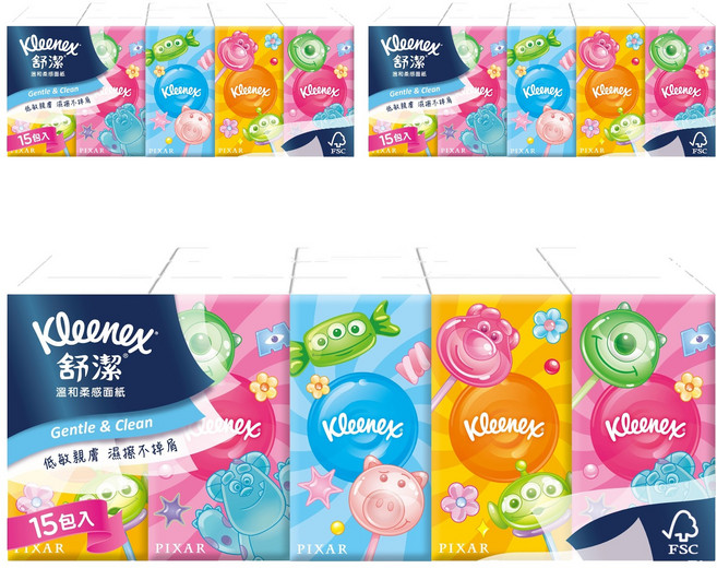Kleenex 舒潔 紙手帕 10張, 15包, 3袋