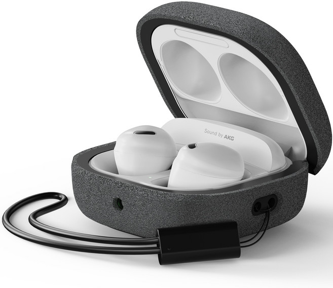 누아트 갤럭시 버즈 랜야드 루프 샌드 범퍼 케이스, 갤럭시 버즈FE, 버즈2 프로, 버즈 프로, 버즈라이브, 버즈2, 그레이, 1개