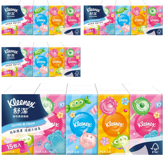Kleenex 舒潔 紙手帕 10張, 15包, 4袋