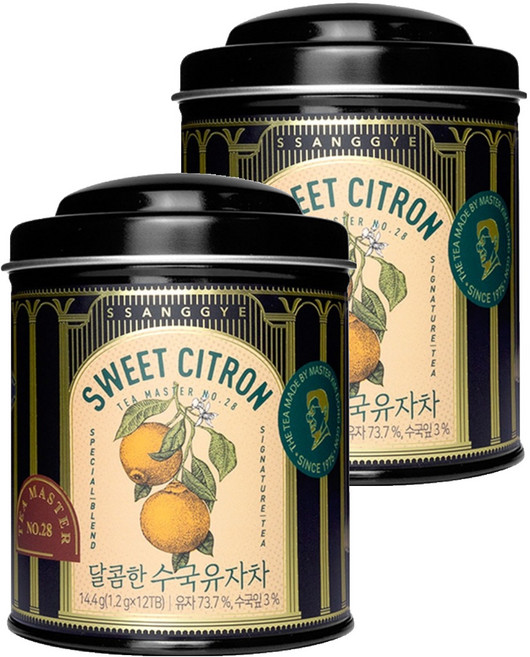 쌍계명차 티 마스터 캔 달콤한 수국유자차, 1.2g, 12개입, 2개
