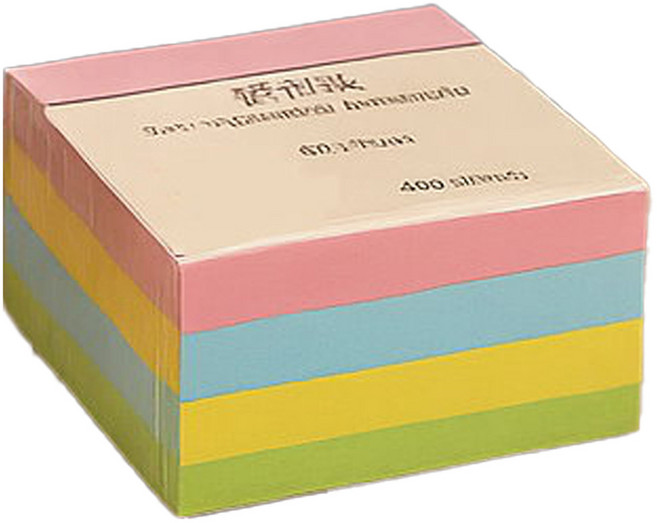 Angusina 安格希娜 便利貼 76 x 76mm 無線內頁, 1包, 400張, 黃色/藍色/粉紅色/淺綠色