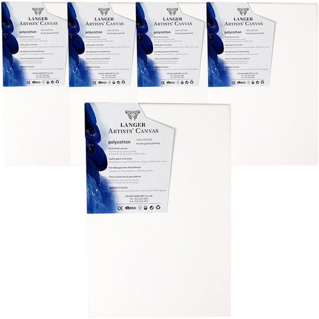 langer 캔버스 미술 화판 면천캔버스, 1호, 5개