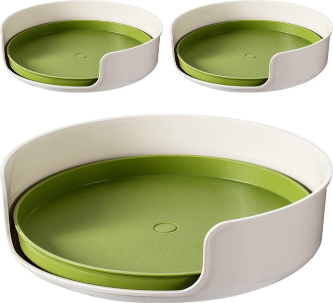 FaSoLa 日本多用途 360度旋轉盤 直徑27.8cm, 綠色 + 白色, 3個