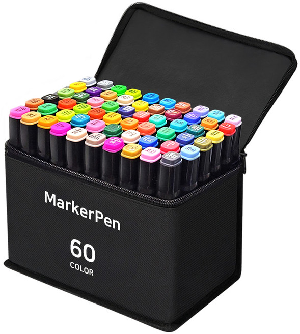 다다 디자인 드로잉 마카펜 천케이스, 60색, 1세트