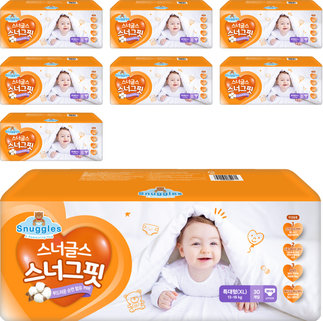 스너글스 스너그핏 팬티형 기저귀 아동공용, 특대형(XL), 240매