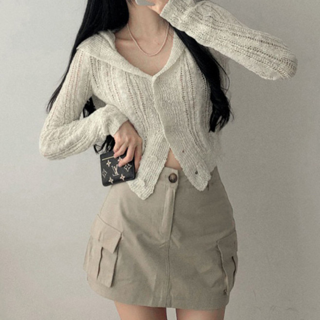 포플러앤씨 여성용 보브 크롭 슬림 니트 P25FKN071704