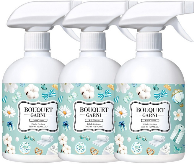 부케가르니 섬유탈취제 소프트코튼 본품, 500ml, 3개