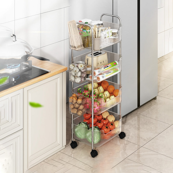 FAmILyLIFE 生活 U型加高防摔置物架 4層款 附掛籃 4個 A-226 37.5 x 29.5 x 109cm 3590g, 4層, 透明