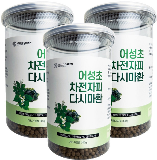 헬로우그린 어성초 차전자피 다시마환, 3개, 300g