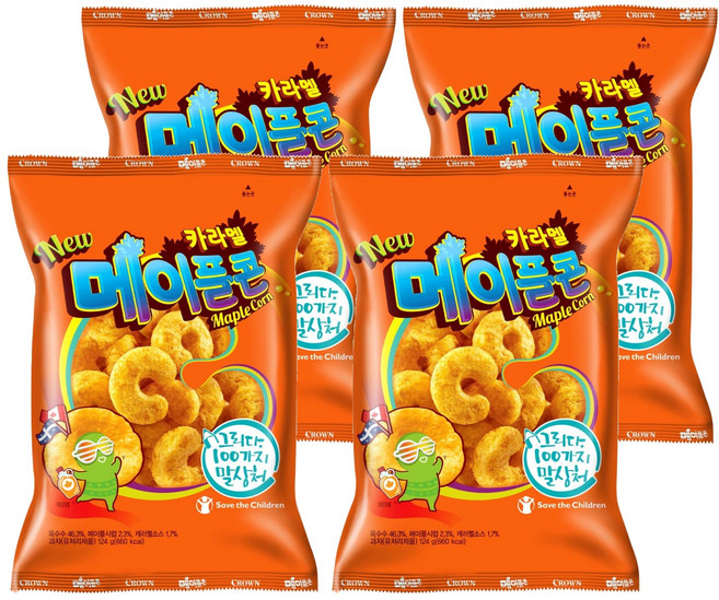 CROWN 皇冠 焦糖玉米餅乾 楓糖口味, 124g, 4包