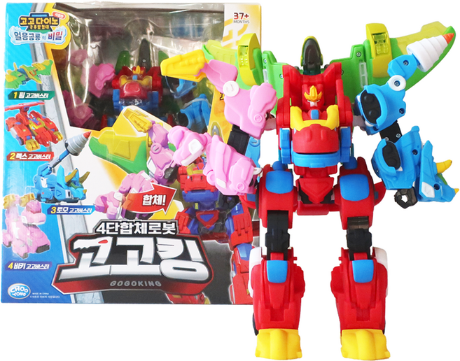 Gogo Dino 幫幫龍出動 恐龍探險隊 4段合體機器人 高高王, 混合顏色, 1套