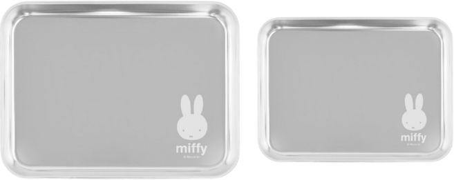 Miffy 米飛兔 不鏽鋼長方形托盤2入組, 混合顏色, 1組