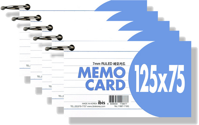 아이비스 메모 카드, 혼합색상, 90매입, 5개