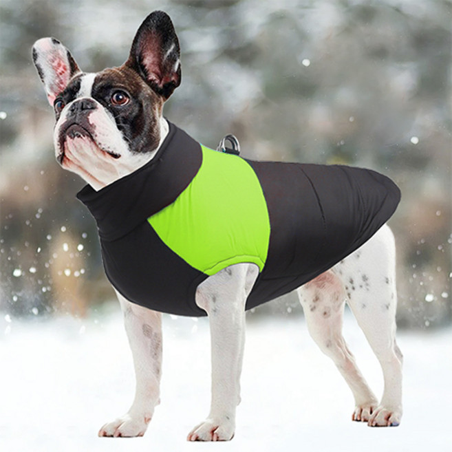 도그펀치 강아지 베이직 하네스 패딩조끼, 그린, 1개