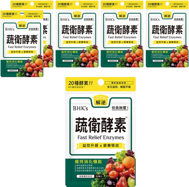 BHK's 蔬衛酵素 速崩錠, 30錠, 6包