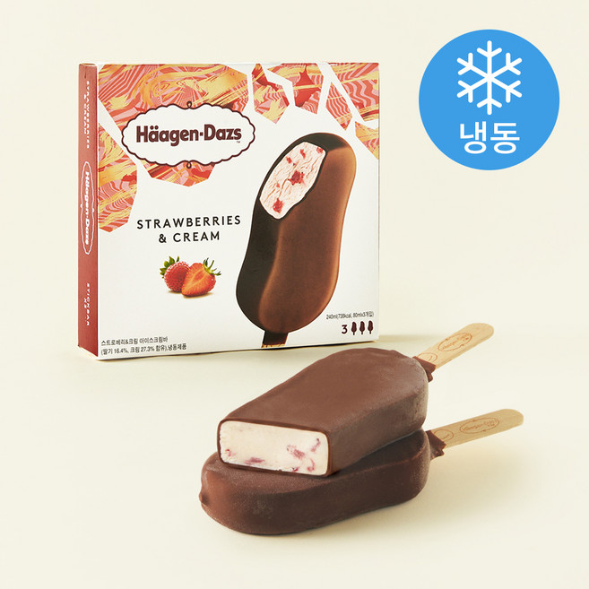 하겐다즈 멀티바 아이스크림 스트로베리 앤 크림 (냉동), 80ml, 3개입, 1개