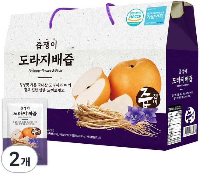 즙쟁이 도라지 배즙, 2.4L, 2개