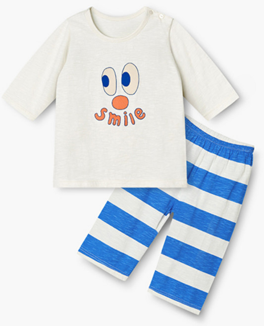unifriend 兒童微笑純棉七分袖居家服套裝