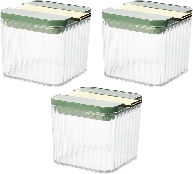 可疊放廚房密封罐 460ml, 3個, 容器 + 蓋子