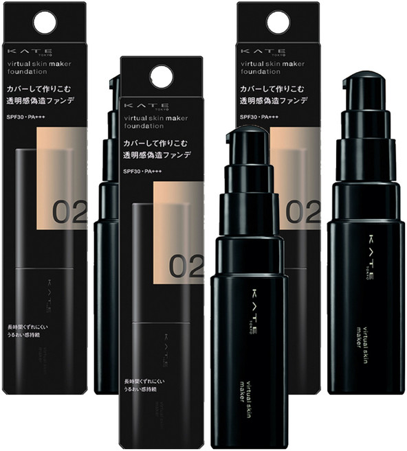 KATE 凱婷 台灣公司貨 幻象零瑕粉底液 25ml, 02, 3個