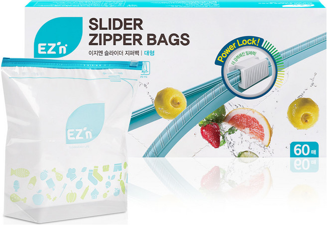 EZn이지엔 슬라이더 지퍼백, 대(L), 60개입, 1개