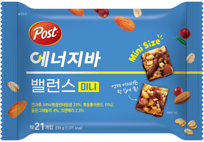 포스트 밸런스 미니 에너지바, 231g, 1개