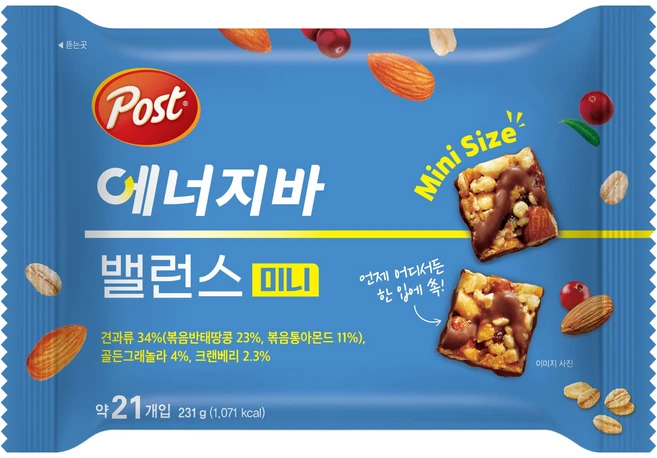 포스트 밸런스 미니 에너지바, 231g, 1개 - 쿠팡