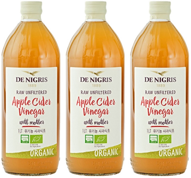 데니그리스 유기농 사과식초, 1L, 3개
