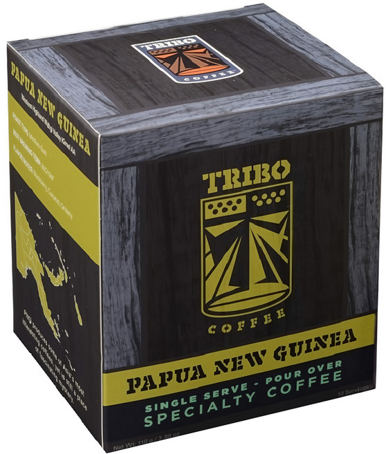 TRIBO COFFEE 新幾內亞 瓦吉谷地 濾掛式咖啡 冠軍烘豆師嚴選烘焙 只選用精品等級阿拉比卡咖啡豆 中深焙 風味: 焦糖、鮮奶油、黑莓, 11g, 10包, 1盒
