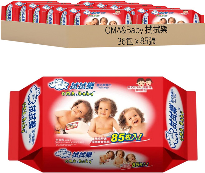 OMA&Baby 拭拭樂 嬰兒柔濕巾, 85張, 36包