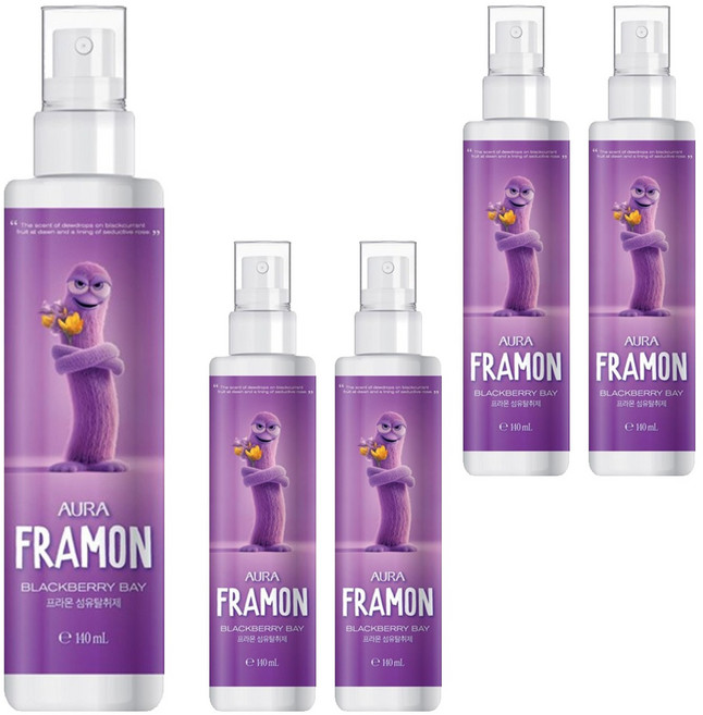 아우라 프라몬 섬유탈취제 블랙베리베이, 140ml, 5개