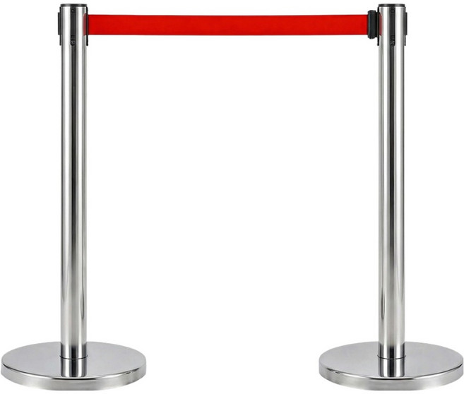 스텐 벨트차단봉 실속 일체형, 실버 + 레드, 2개