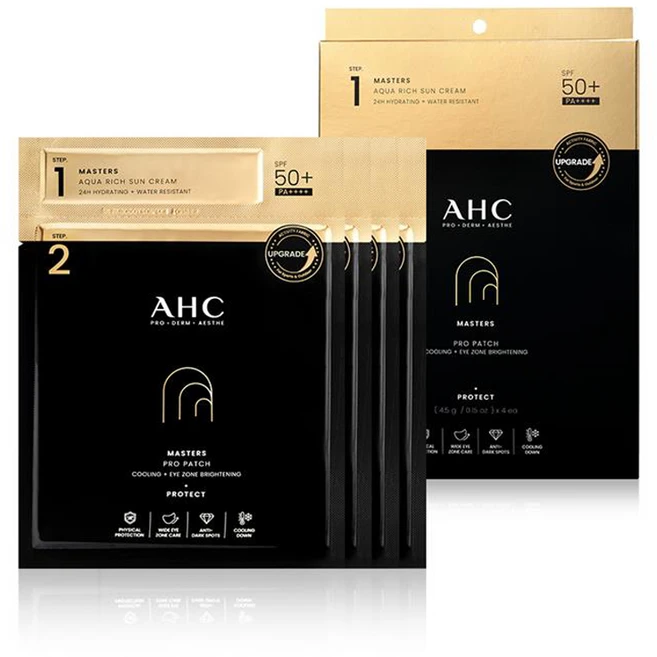 AHC 마스터즈 프로 패치 + 아쿠아 리치 선크림 SPF50+ PA++++ 4p, 8g, 1개 - 쿠팡
