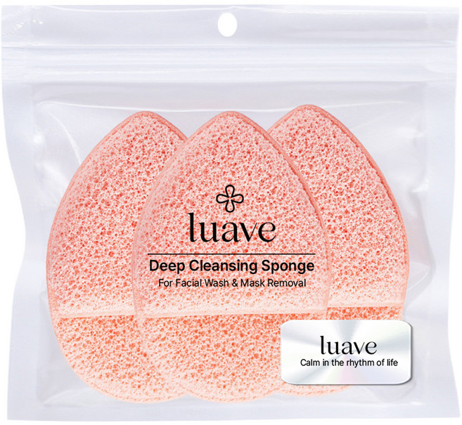 루아브 딥 클렌징 세안 스펀지, 3개, 오렌지