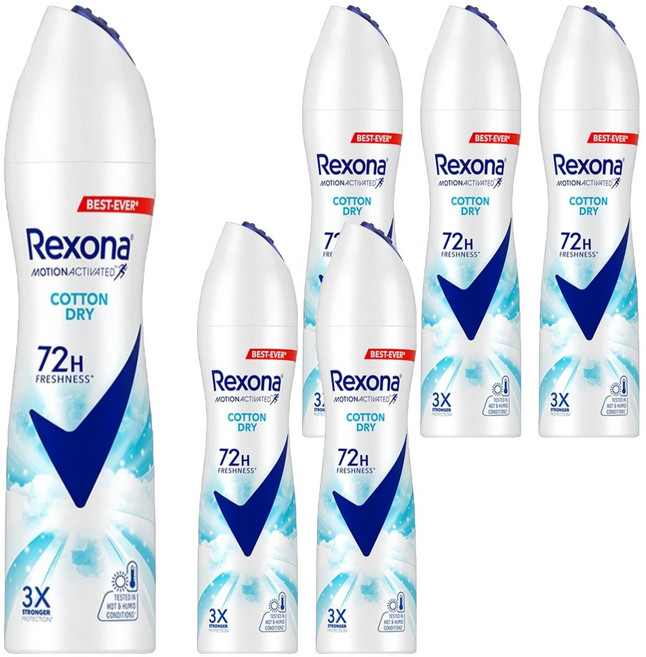 Rexona 蕊娜 制汗爽身噴霧 清新舒棉, 135ml, 6瓶