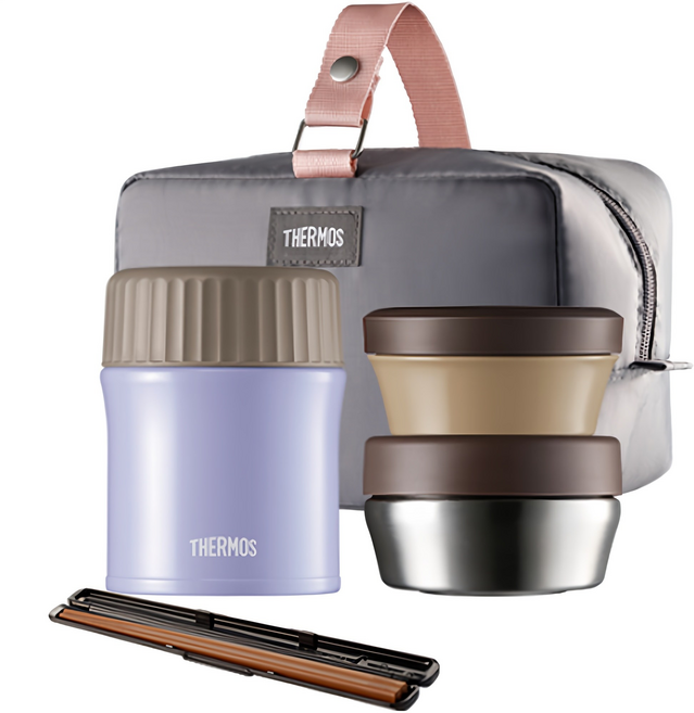 써모스 플+스 반반 보온도시락 TKLG-1000, 스위트라벤더, 1세트