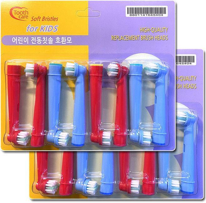 Toothcare 어린이 전동칫솔용 전용칫솔모 브라운 호환용, 2세트