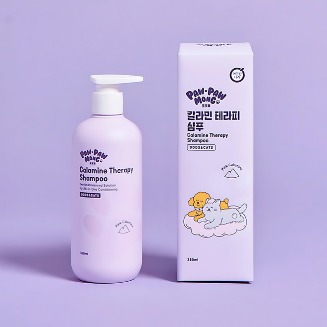 포포몽 강아지 고양이 공용 칼라민 테라피 샴푸, 1개, 380ml
