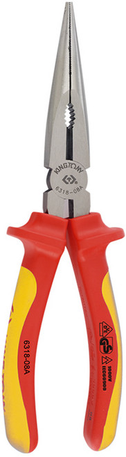 KING TONY 金統立 專業級工具 耐電壓長尖嘴鉗 KT6318-08A 8-1/4吋, 1個