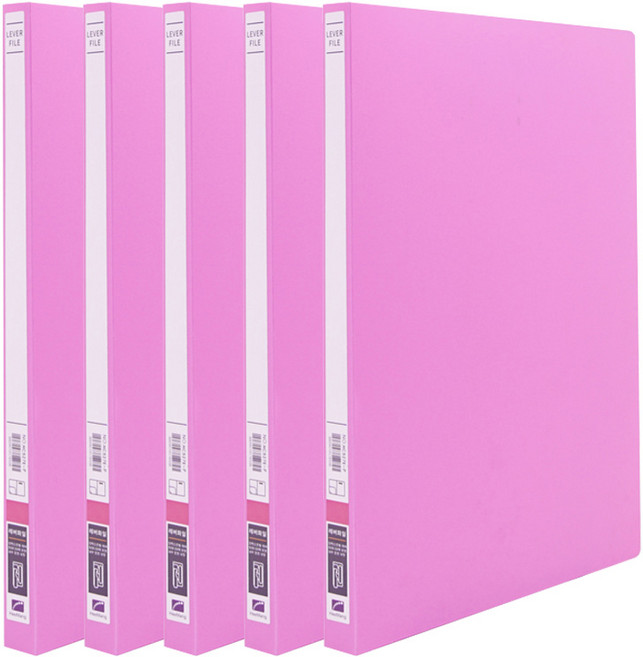 희망사무포인트 펀치리스 PP 레바화일 A4, 분홍, 5개