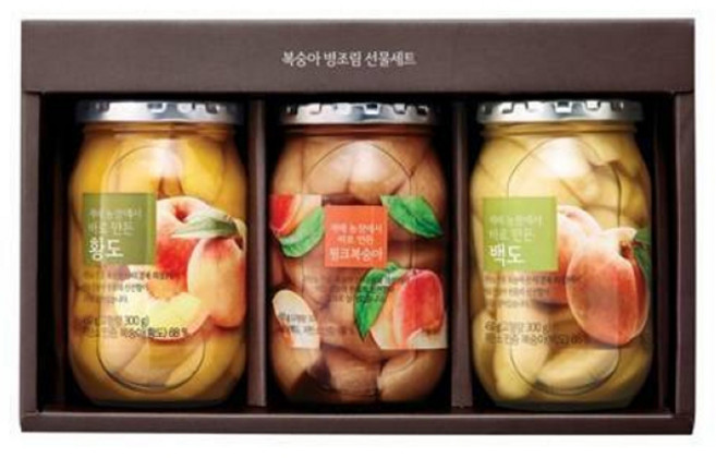 올가홀푸드 3색 복숭아병조림 선물세트, 1세트, 1.35kg