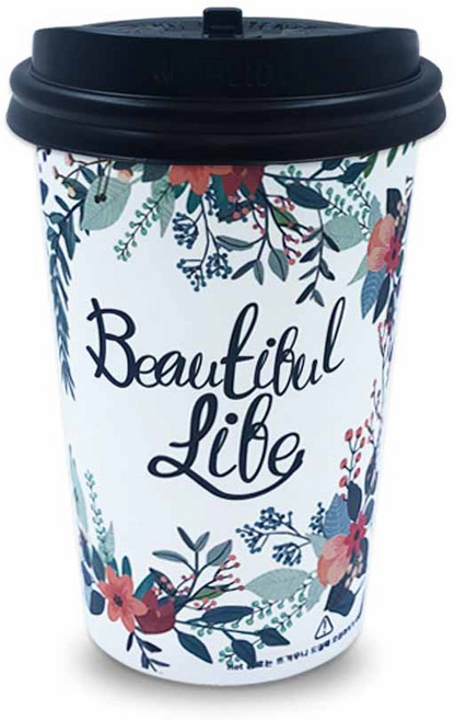 투고팩 플라워 종이컵 380ml + 개폐형뚜껑, 100개입, 1세트