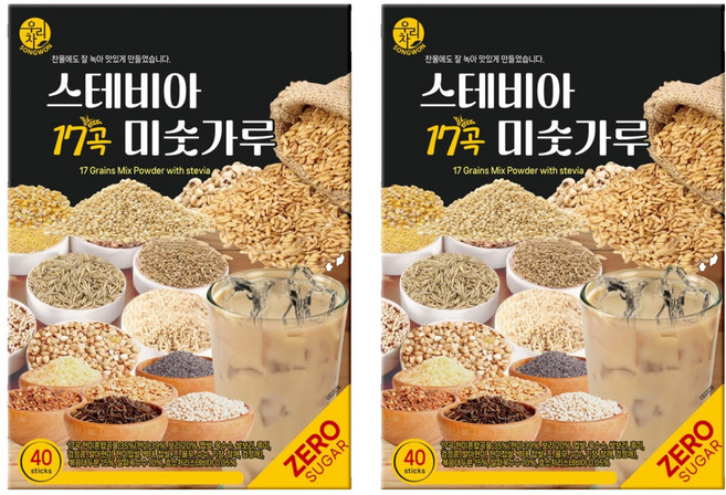 우리차 스테비아 17곡 미숫가루 40p, 2개, 800g