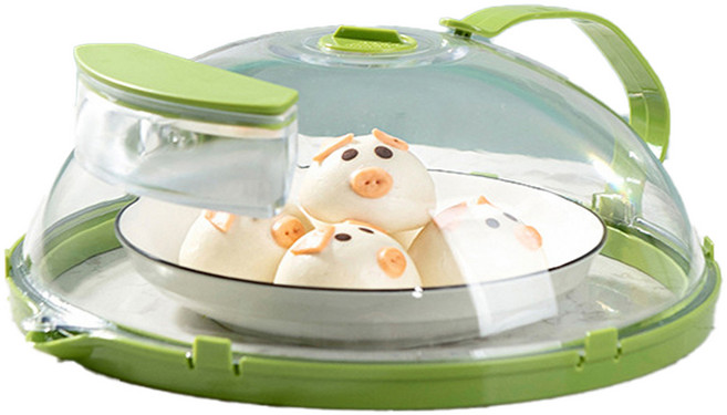 존글로벌 전자레인지 더 촉촉 푸드 커버, 투명 + 그린, 1개