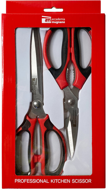 am 이태리 스테인리스 스틸 주방 가위 2종, 레드 + 블랙, 1세트