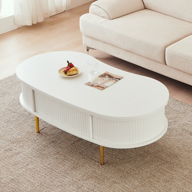 이노센트 로망 템바 타원형 리프트 업 테이블 1200 방문설치, 화이트골드