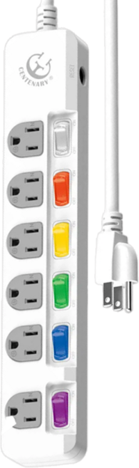 CENTENARY 成電牌 6切6座3P延長線, 1.8m, 白色, 1條